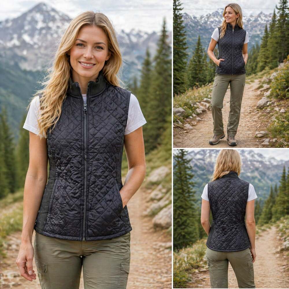 Columbia Copper Crest Quilted Vest Gray Full Zip Lightweight Women XS